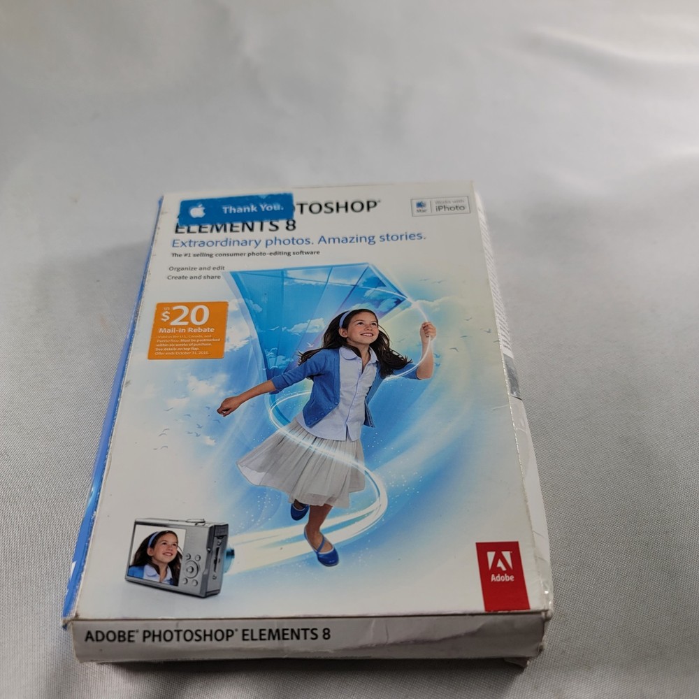 Adobe Photoshop Elements 8 Software Disc Mac Photo Image Editing Works w iPhoto