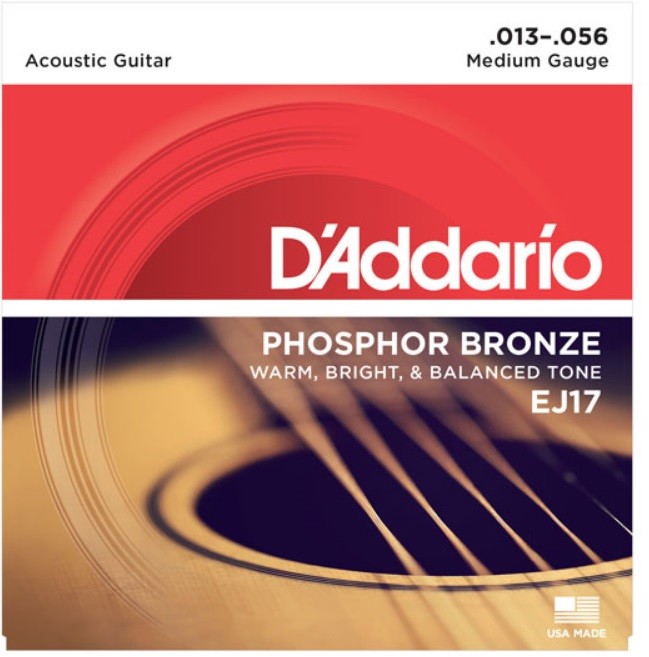 3 Sets D'Addario EJ17 Acoustic Guitar Strings EJ17-3D Phosphor Bronze Medium