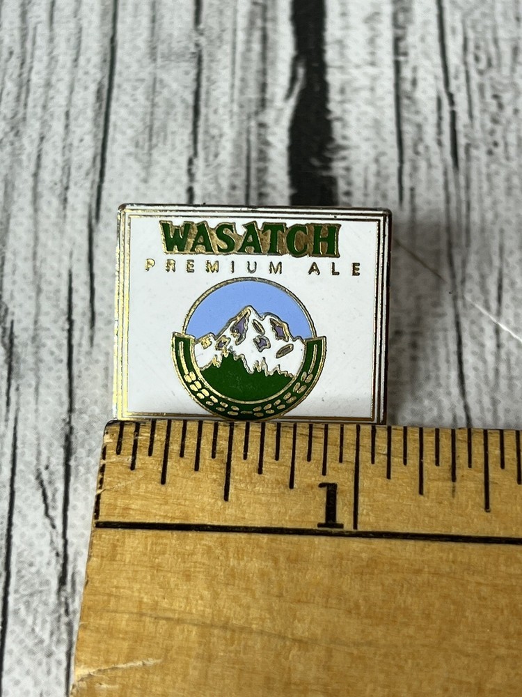 Wasatch Premium Ale White Brewery Pin With Mountains