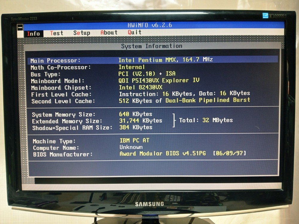 Retro desktop PC QDI EXPLORER IV MOTHERBOAD PENTIUM 166 MMX - TESTED WORKING!
