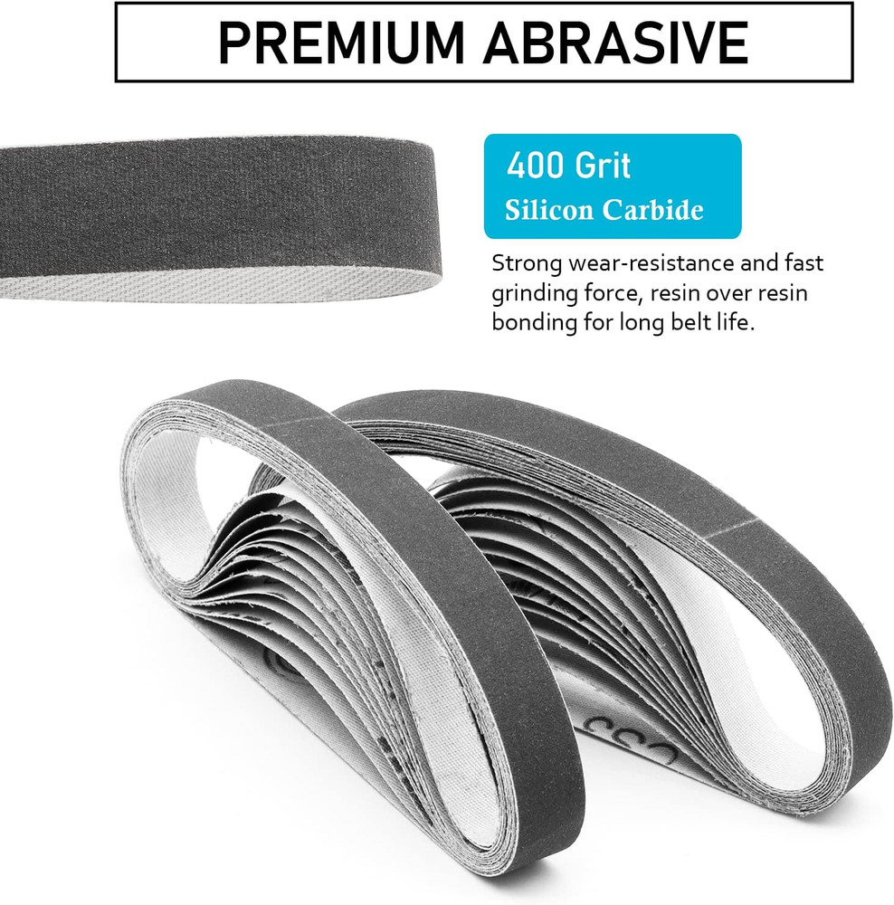 1/2" X 12" Knife Sharpener Replacement Belts Kit, 400 Medium Grit Sanding Belts