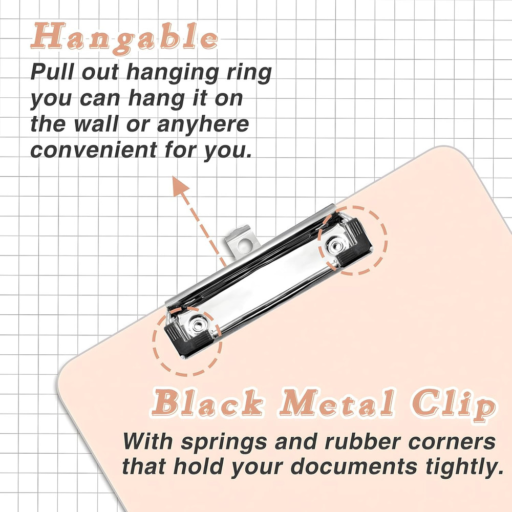 4 Pack Plastic Clipboards Multiple Colors Clip Boards with Low Profile Metal Cli