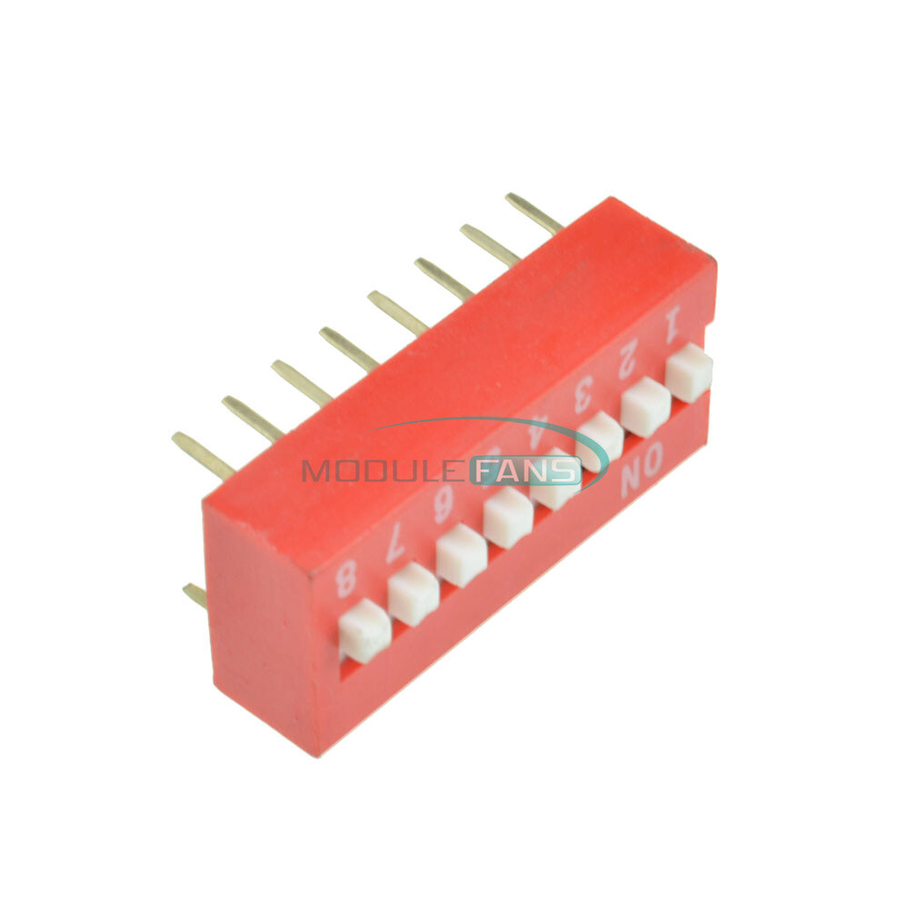 50PCS Slide Type Switch Module 2.54mm 8-Bit 8 Position Way DIP Pitch Red