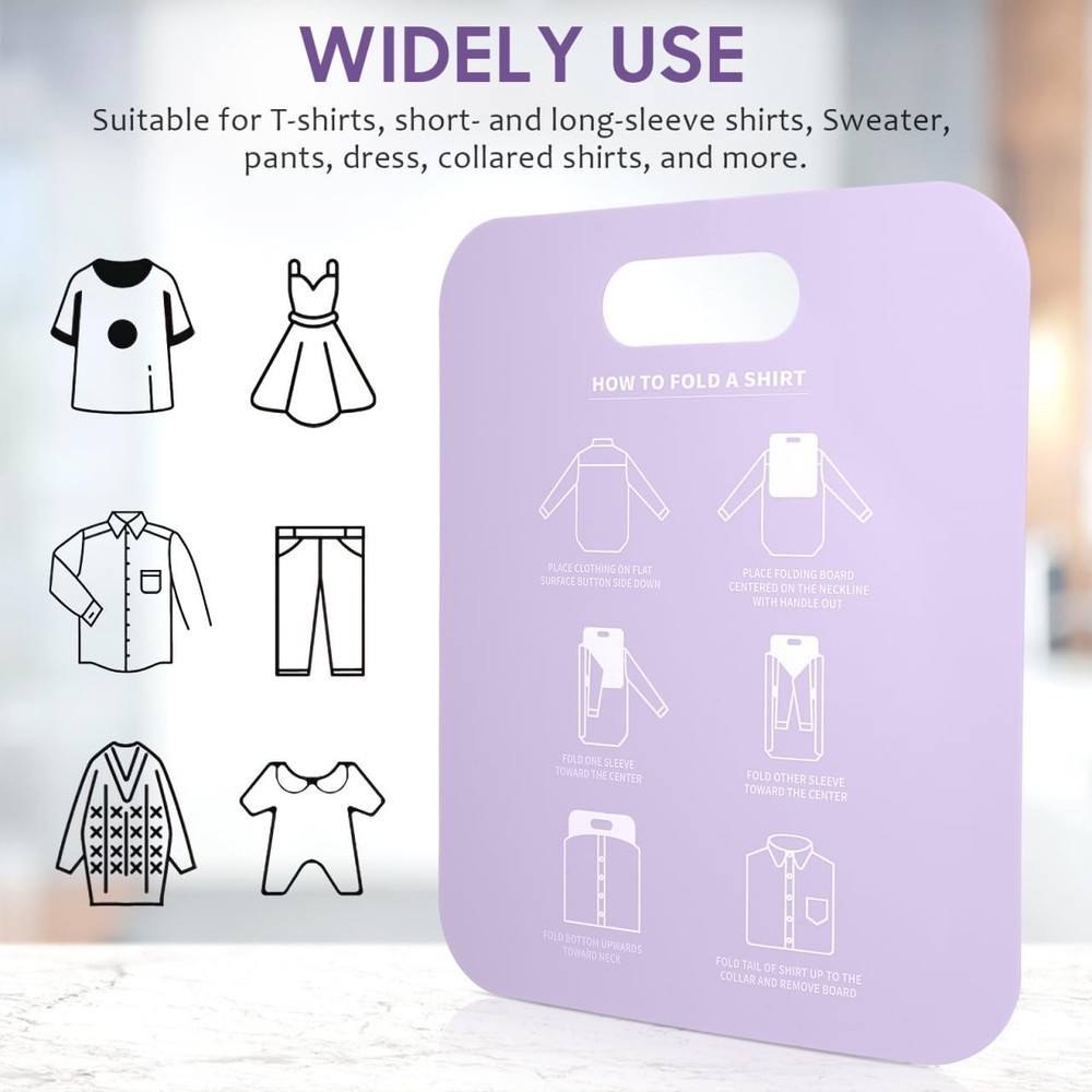 2 PCS Shirt Folding Board Portable Clothes Folder Plastic Laundry White
