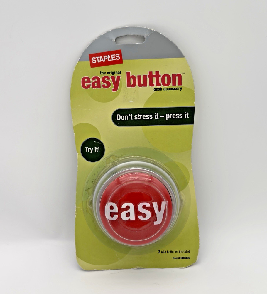 STAPLES Talking “THAT WAS EASY” Button Don't Stress It-Press It! New 2005