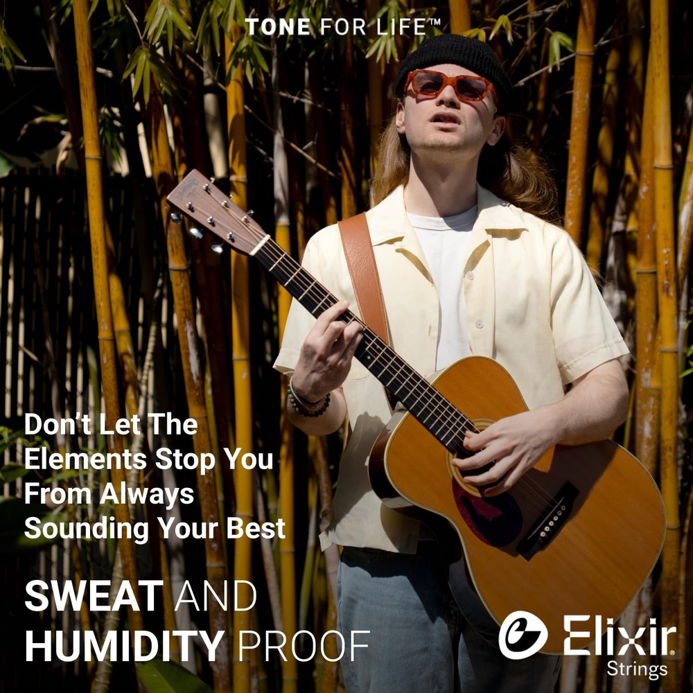 Elixir Acoustic Guitar Strings Phosphor Bronze w/ NANOWEB, 11-52 Custom Light