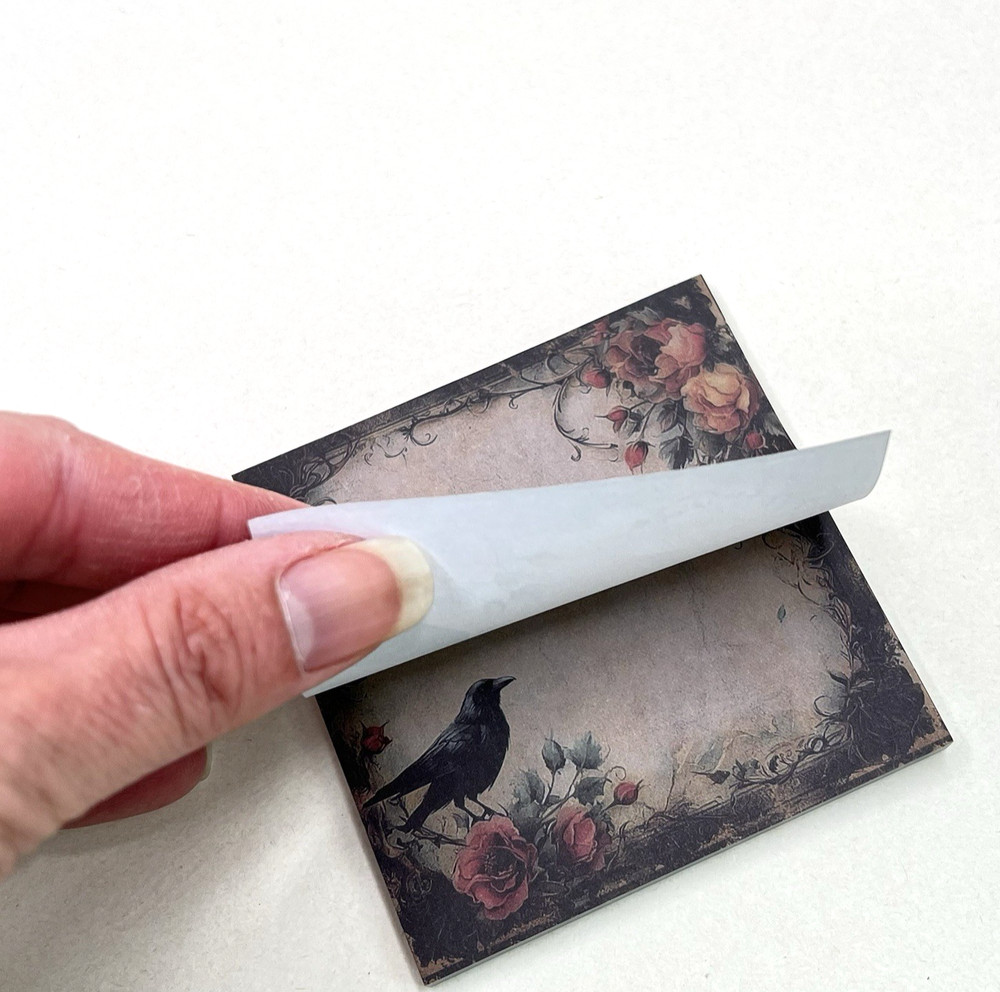 Gothic Crow Roses Sticky Note Pad Memo