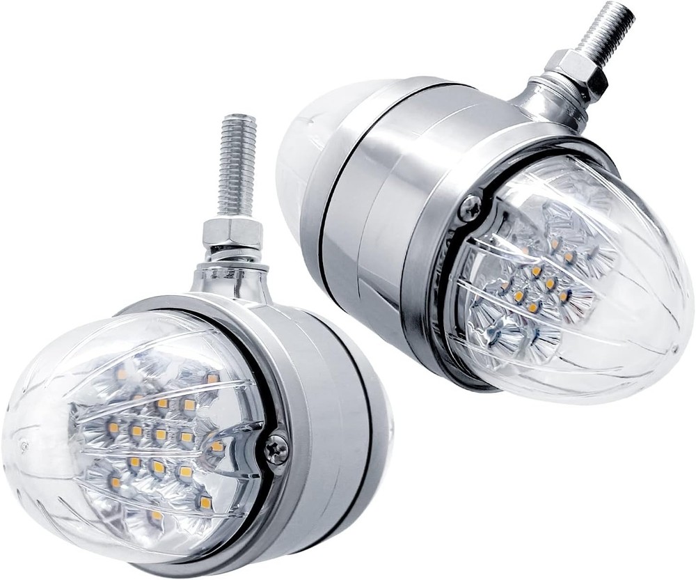 2PCS 17 LED Dual Function Watermelon Double Face Light Amber Red LED Clear Lens