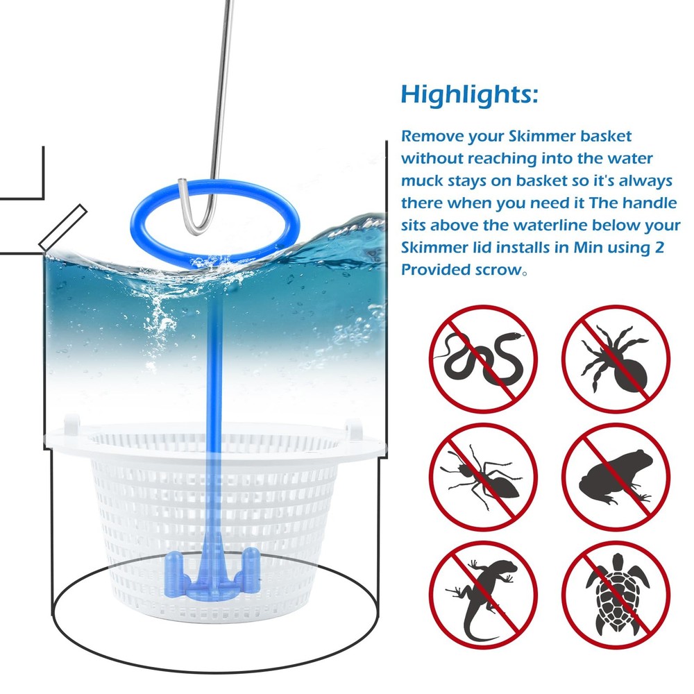 2 Sets Universal Pool Skimmer Basket Handle Hook for Inground Pools
