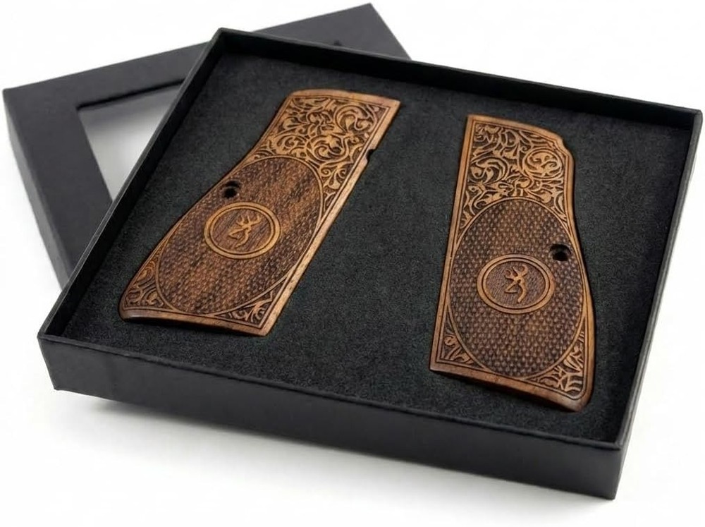 Browning High-Power Walnut Grips Oval Checkered Scroll fits P35 MC Frames
