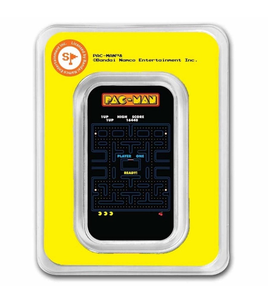Pac-man Game Screen 1oz Silver Colorized Bar