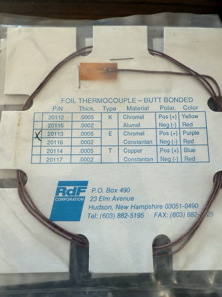 Ref FOIL THERMOCOUPLE-BUTT BONDED (6 PCs)
