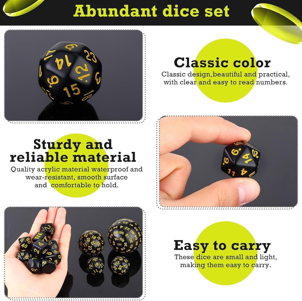 Civaner 15 Pcs Complete Polyhedral Dice Set D3-D100 Spherical RPG Dice Set in