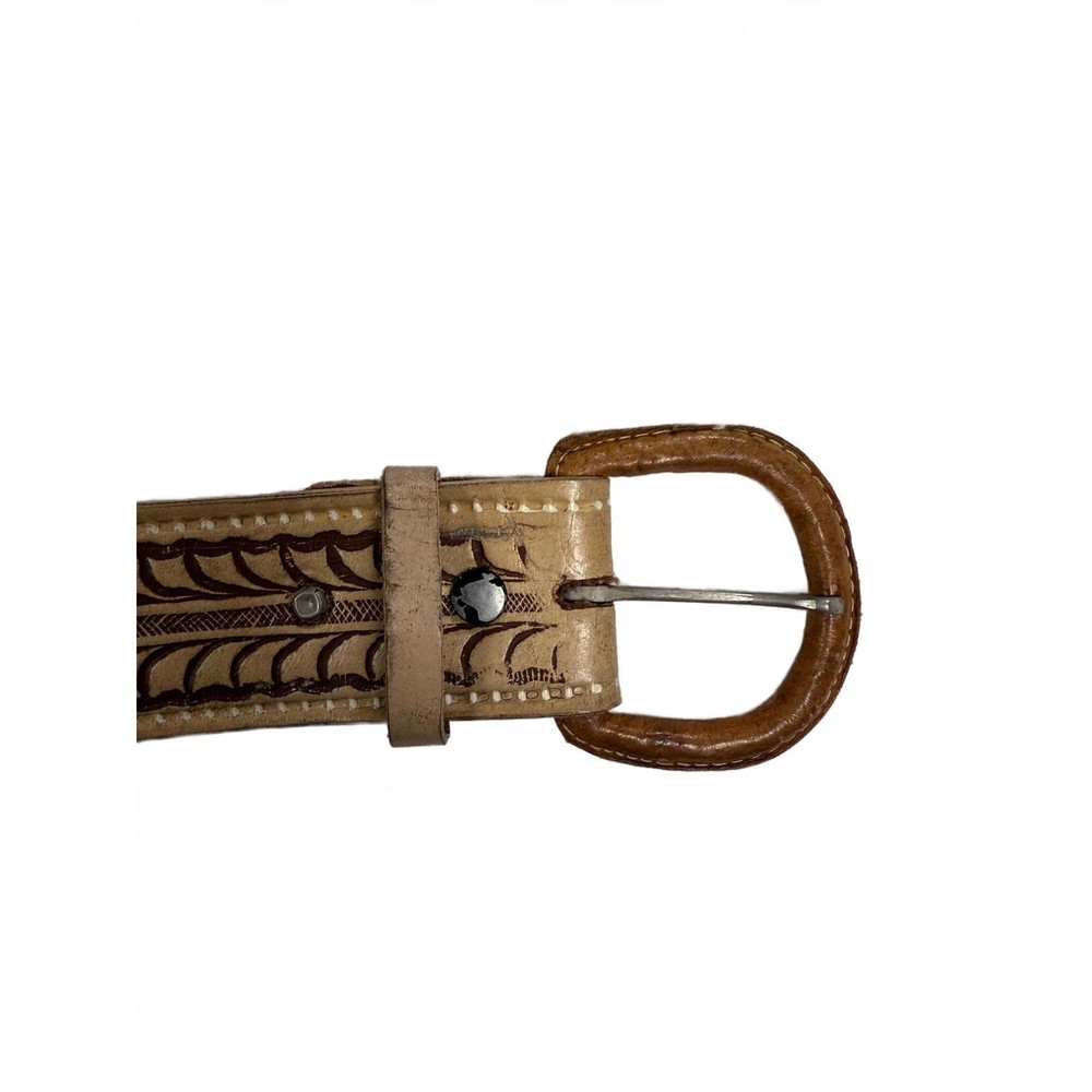 Unisex Handcrafted Leather Belt with Detailed Pattern size 36