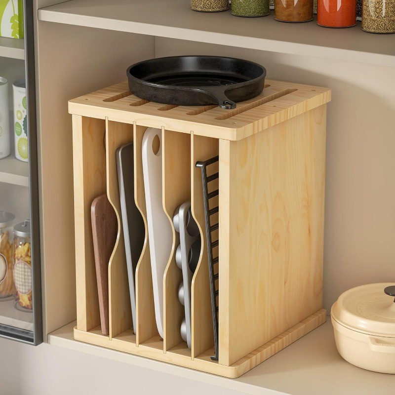 Wooden Cabinet Tray Dividers6Tier Baking Cookie Sheet Organizer Kitchen Vertical
