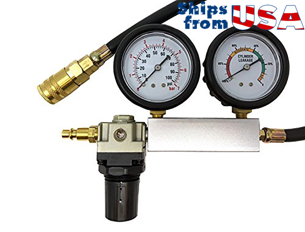Engine Cylinder Dual Gauge Leakdown Tester kit Diagnostics Tool