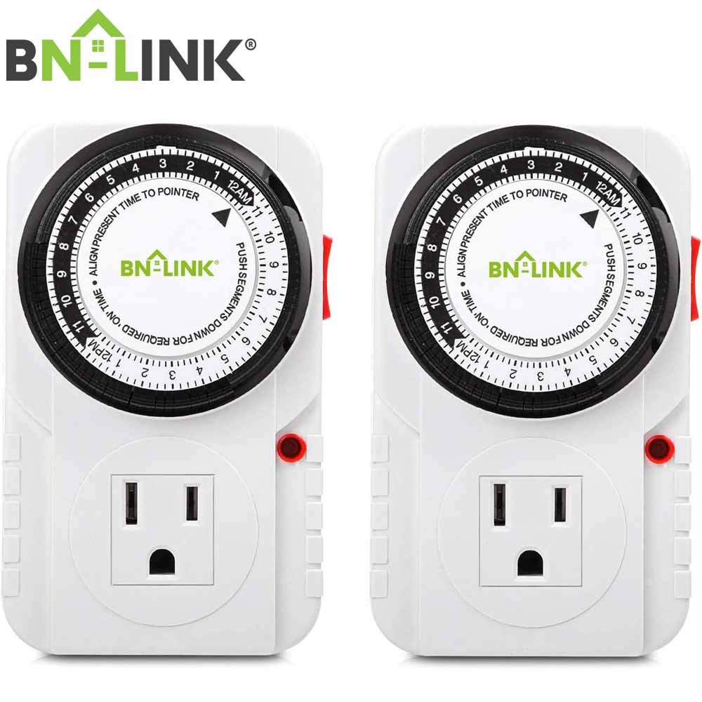 2 Pack 24Hr Plug in Mechanical Grounded Programmable Timer Indoor Heavy Duty