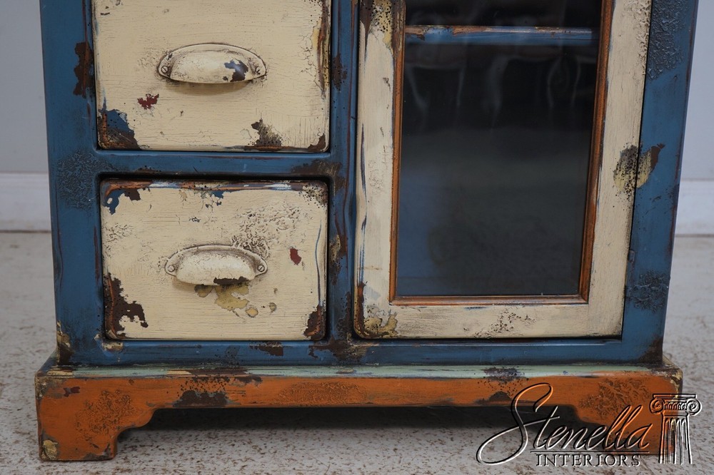 LF63660EC: Distressed Painted Finish Bookcase Desk Cabinet