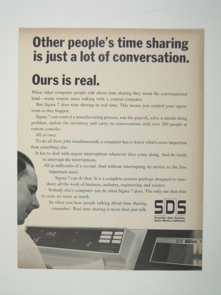 Vintage Scientific Data Systems Sigma 7 Advertisement Print 1960s