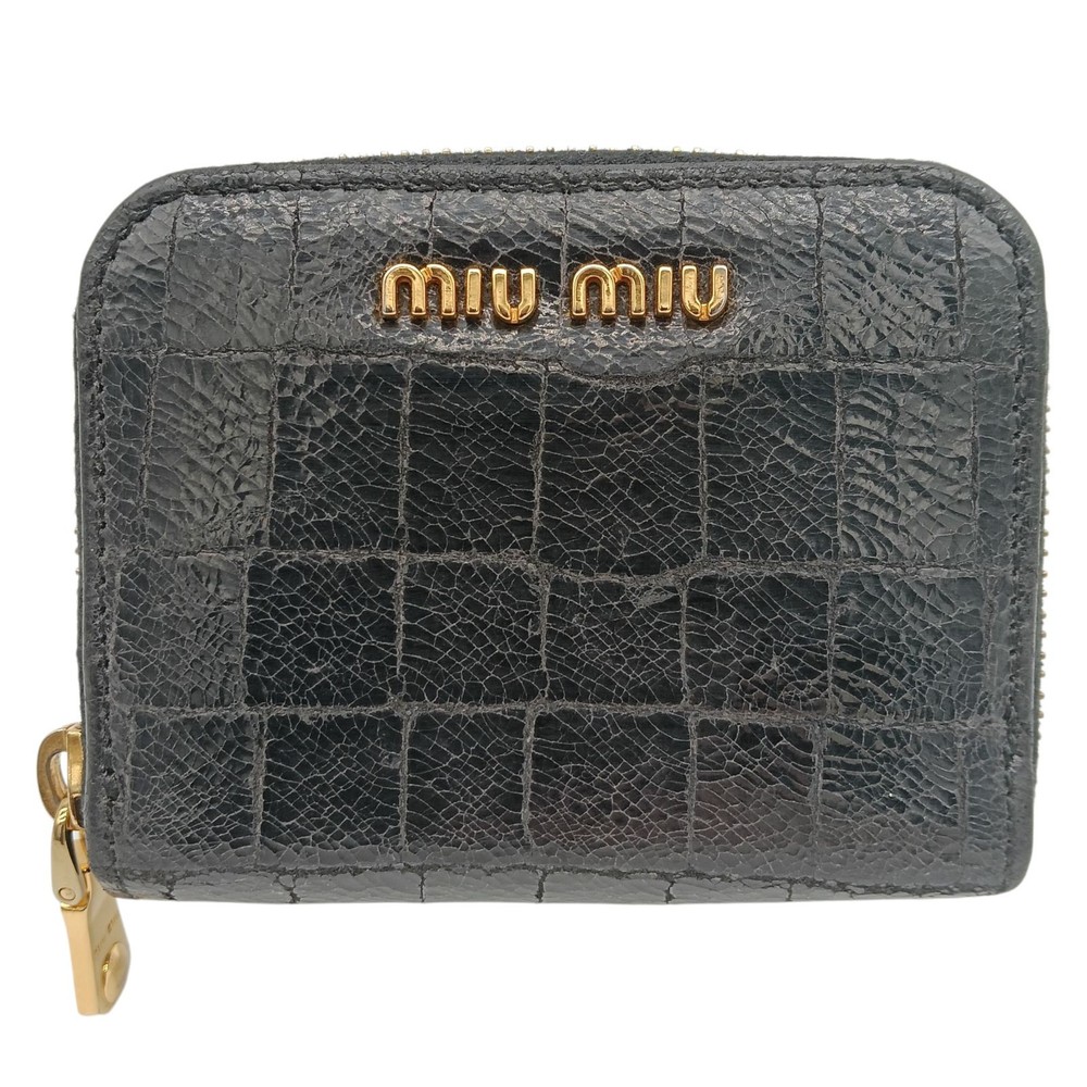 MIU MIU Coin Case Card Case Wallet Pattern Black