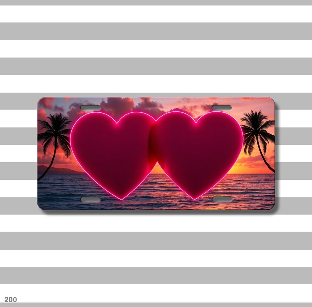 Lovely Double Hearts Artwork Custom Name License Plate Personalized Decor