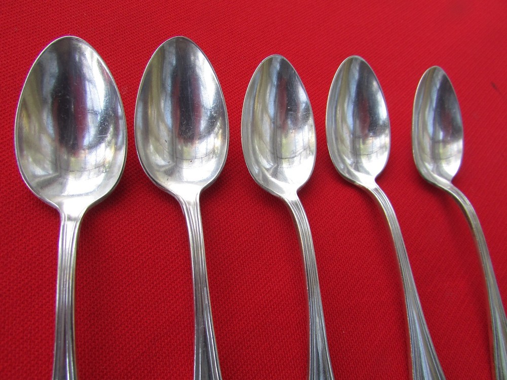 1915 Conant Pattern 5 Teaspoons By Smith Silver Plate 5 7/8" lg Flatware