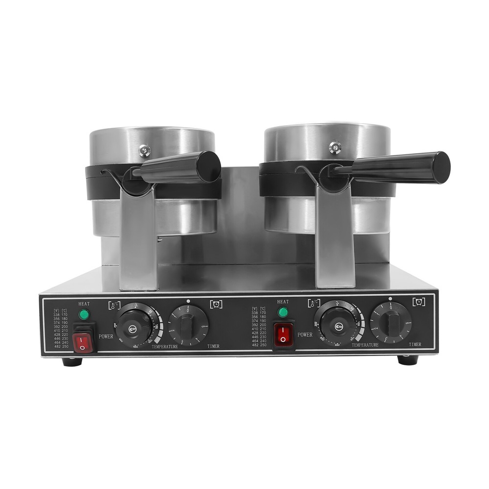 Waffle Maker Commercial Double Head Breakfast Waffle Maker Kitchen W/Tray New