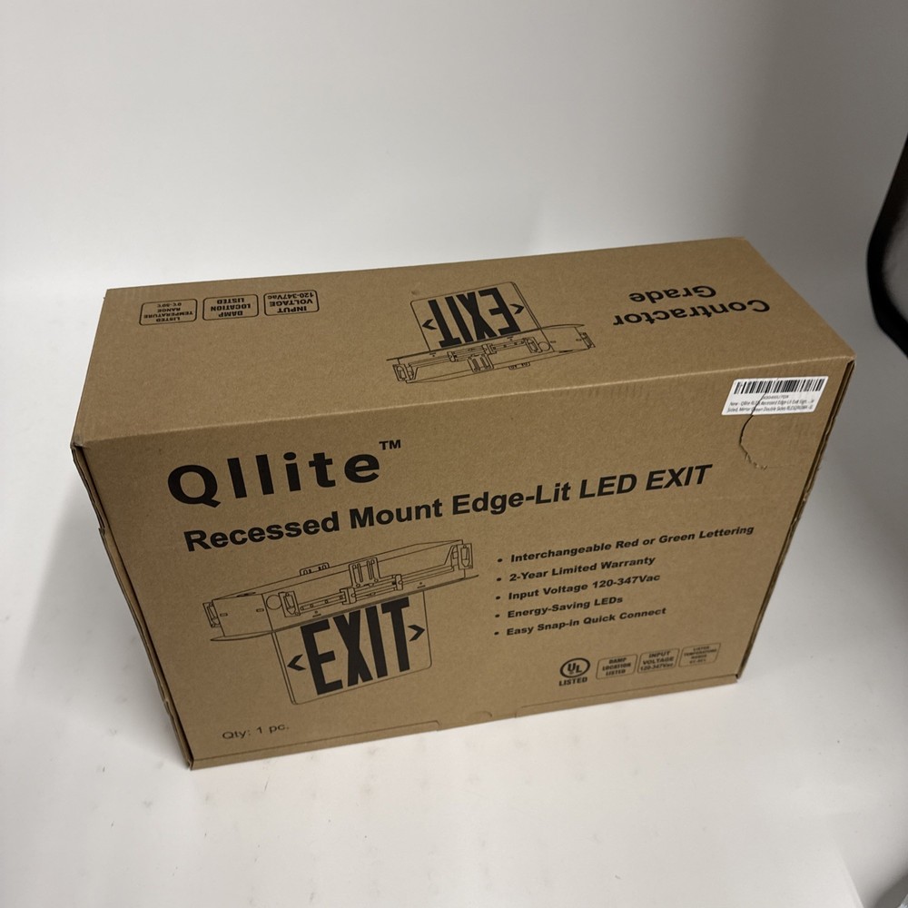 Qlite Recessed Mount Edge-Lit LED Exit Sign