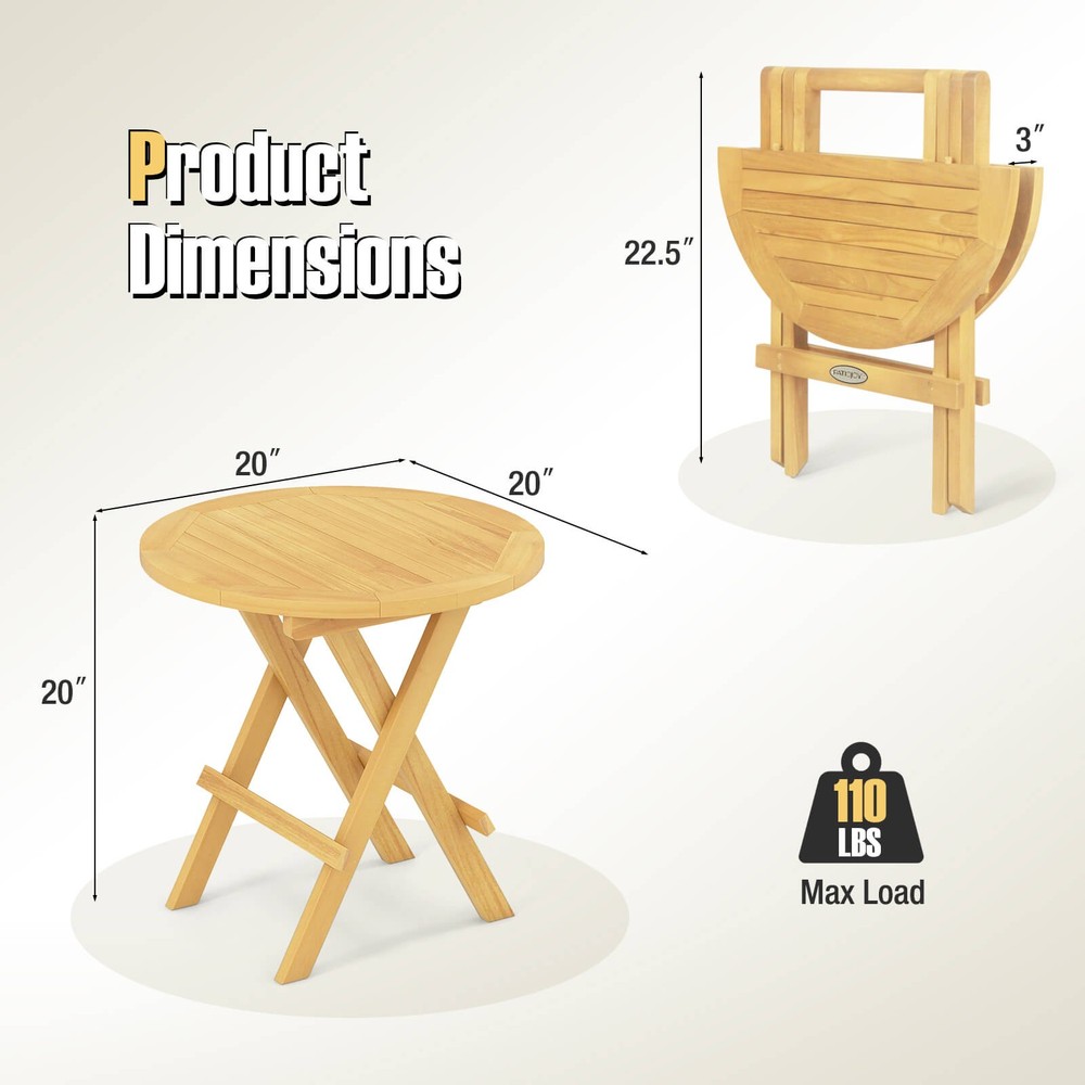 Patio Folding Side Table w/ X-shaped Legs & Slatted Tabletop for Backyard