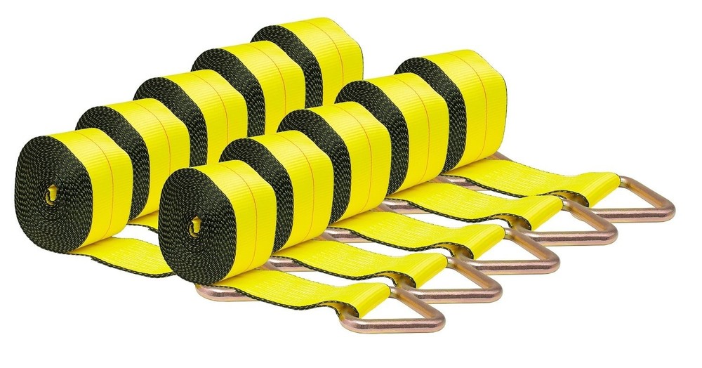 (10 Pack) 4 in. x 30 ft. Winch Straps w D Ring