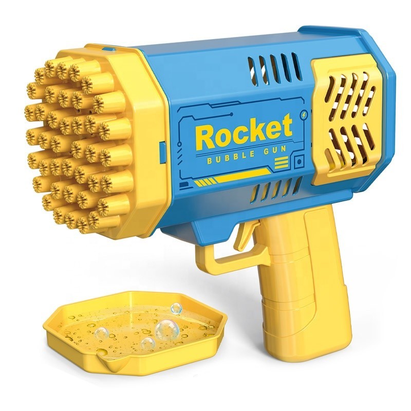Bazooka Bubble Gun 69 Hole Foaming w/Lighting Effects Bubble Machine Blue