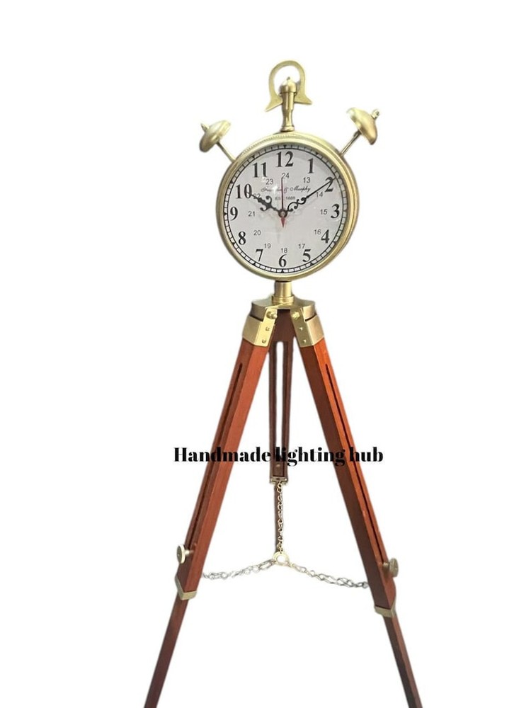 Nautical Numeric Large Display Standing Clock with Tripod Stand Floor Clock 7"