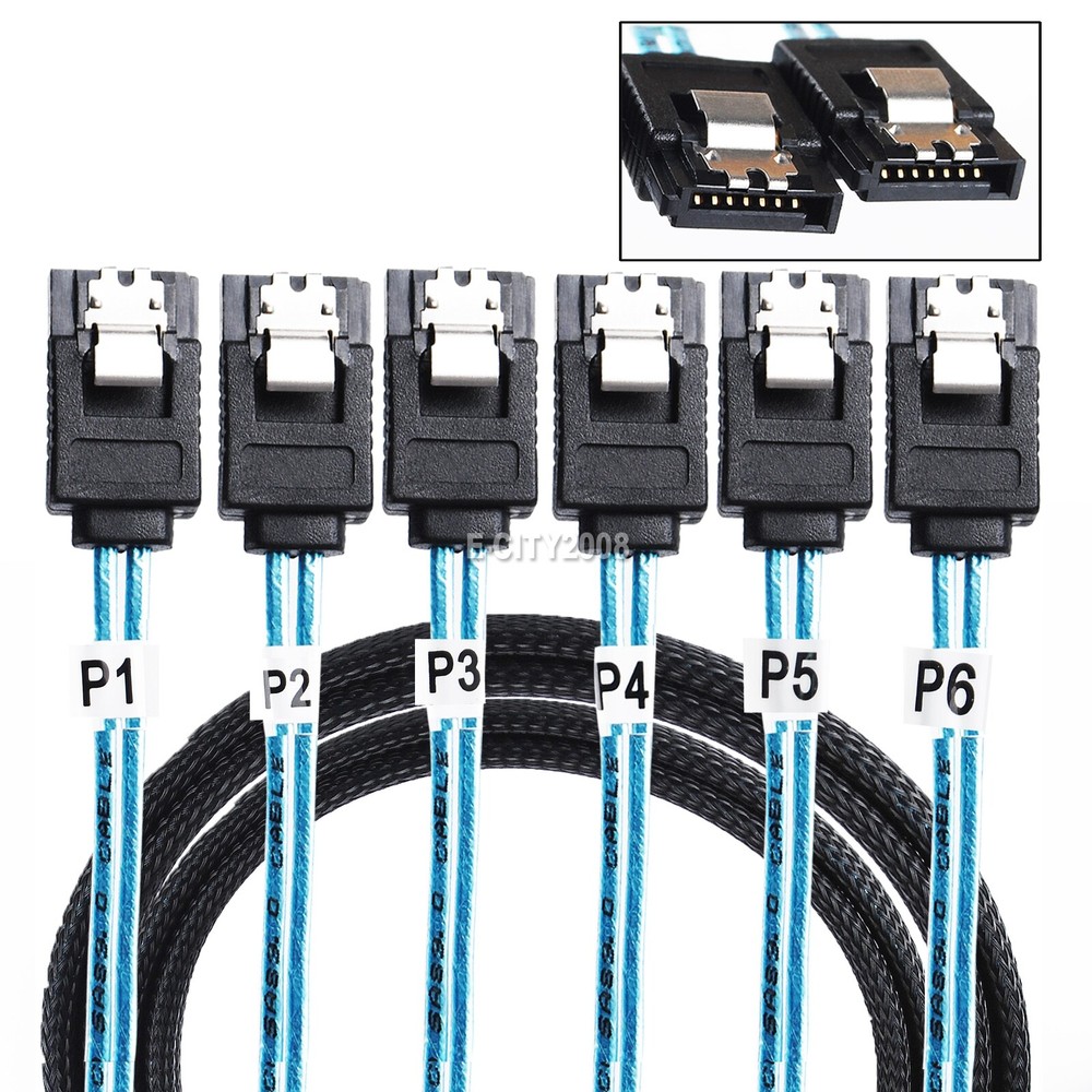 6Gbps Internal 6 SATA 7pin to 6 SATA 7pin Target SSD Hard Disk Data Raid Cable