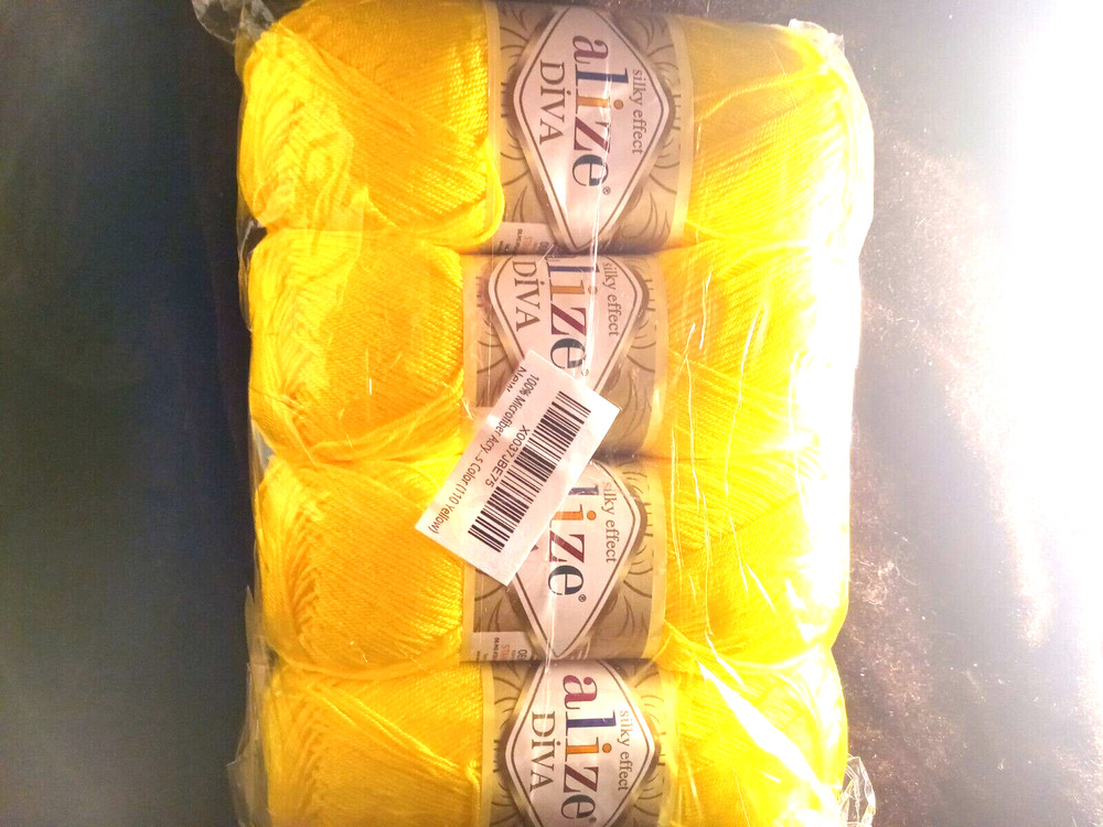 Yellow Alize Dive Silky Effect 4 Pack Acrylic Yarn  110New