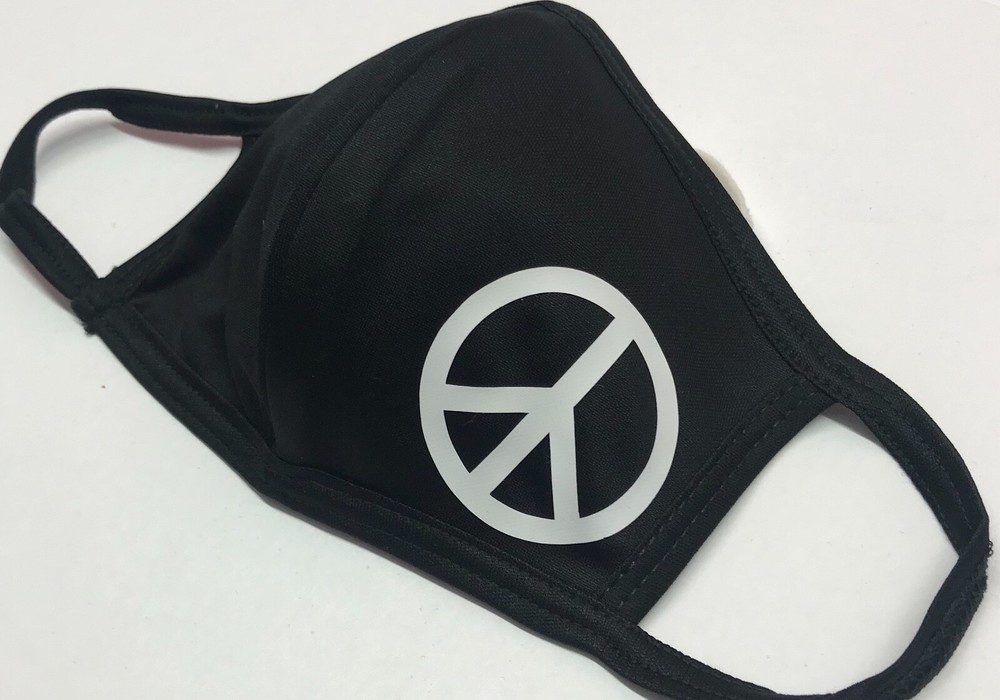 Face mask DRI-FIT 100% polyester, black color, peace customized, double layer