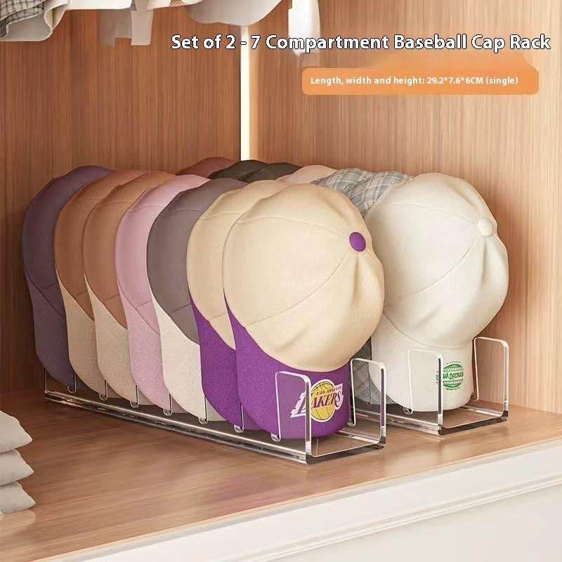 Acrylic Baseball Cap Organizer Rack 2-Pack - Holds 14 Hats, No Install Space ...