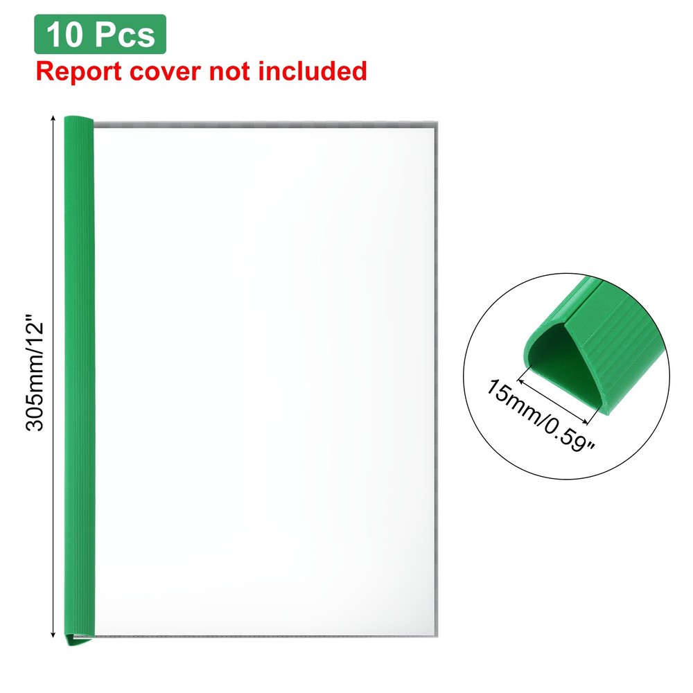 10Pcs Binding Bars, 15mm Binding Bars 120 Sheets Capacity, Green