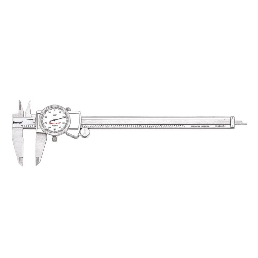 Dial Caliper with Adjustable Bezel and Fitted Case - White Face, 0-8" Range, ...