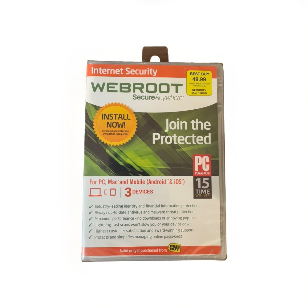 WEBROOT SecureAnywhere Internet Security PLUS - 3 Devices / 1 Year Subscr