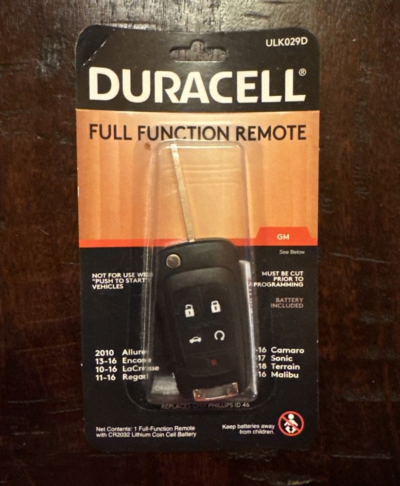 New Duracell Keyless Entry Full Function Remote for GM Vehicles ULK029D