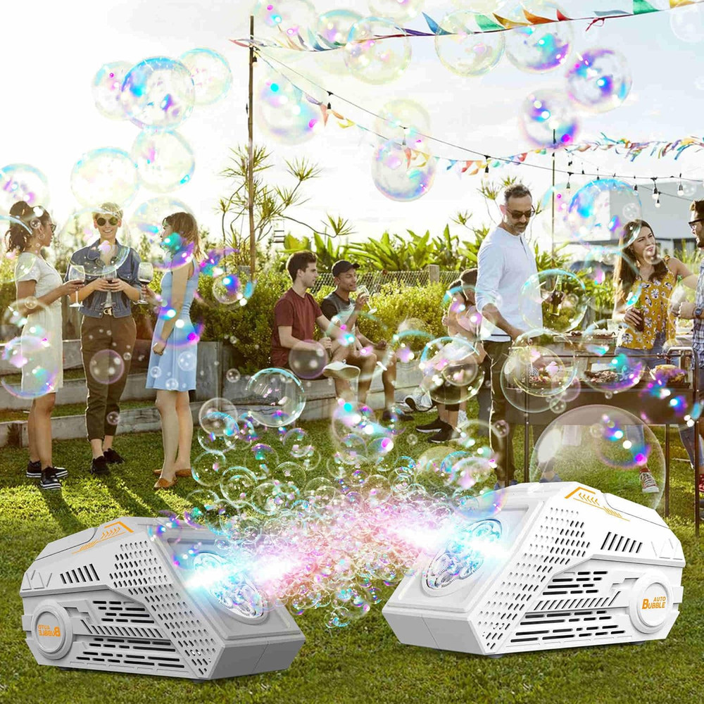 2-Pack Bubble Machine,Automatic Bubble Blower with 4 Rechargeable Batteries 2...