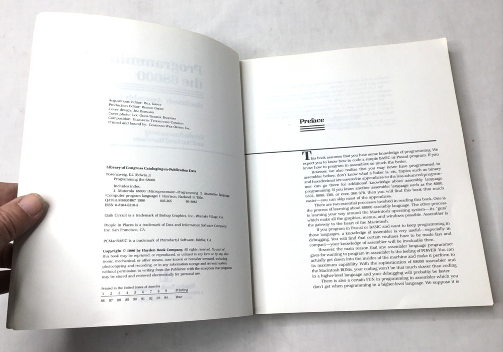 Programming the 68000 Macintosh Assembly Language Vintage Hayden Book