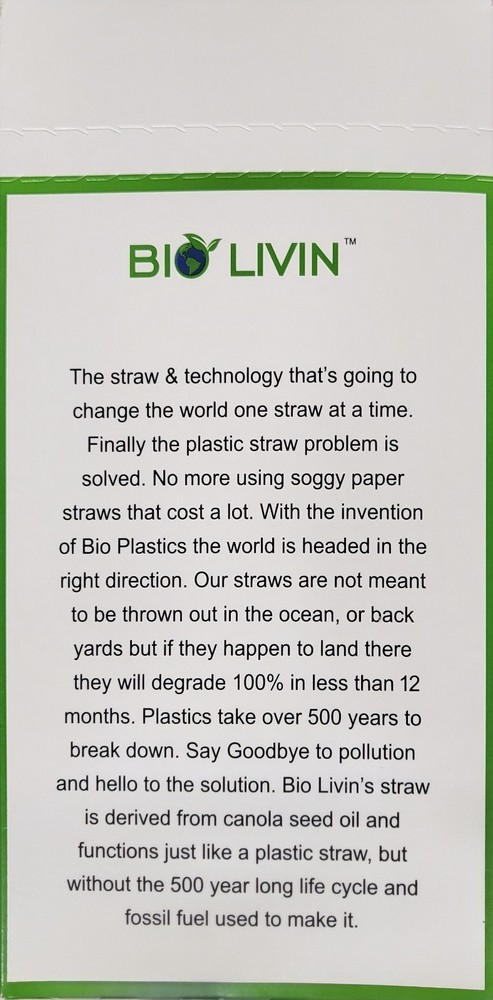 100 Straws Individually Wrapped 100% Plant-Based Compostable - Biodegradable