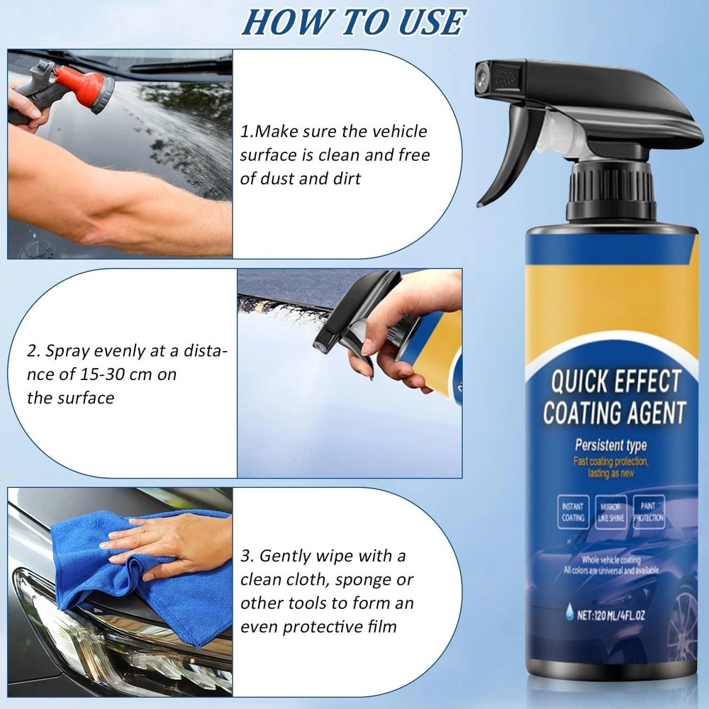 Advanced Car Quick-Acting Coating Agent Spray, Car Coating Spray, Quick Effect..