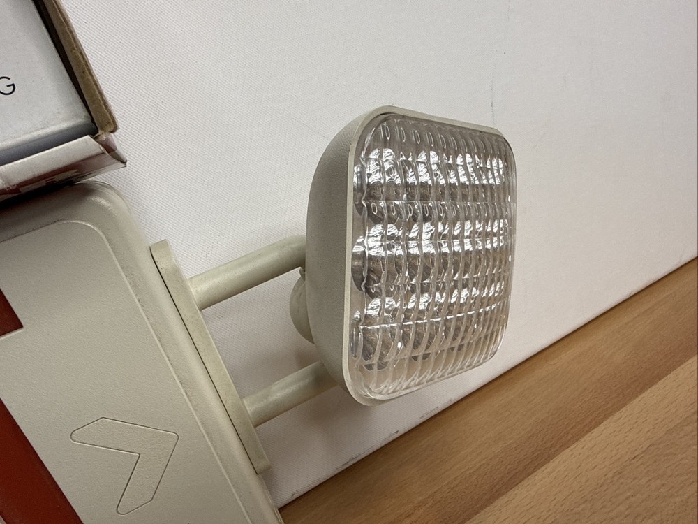 Simkar Slimline LED Exit Sign Combo Red Light Emergency Dual Voltage White