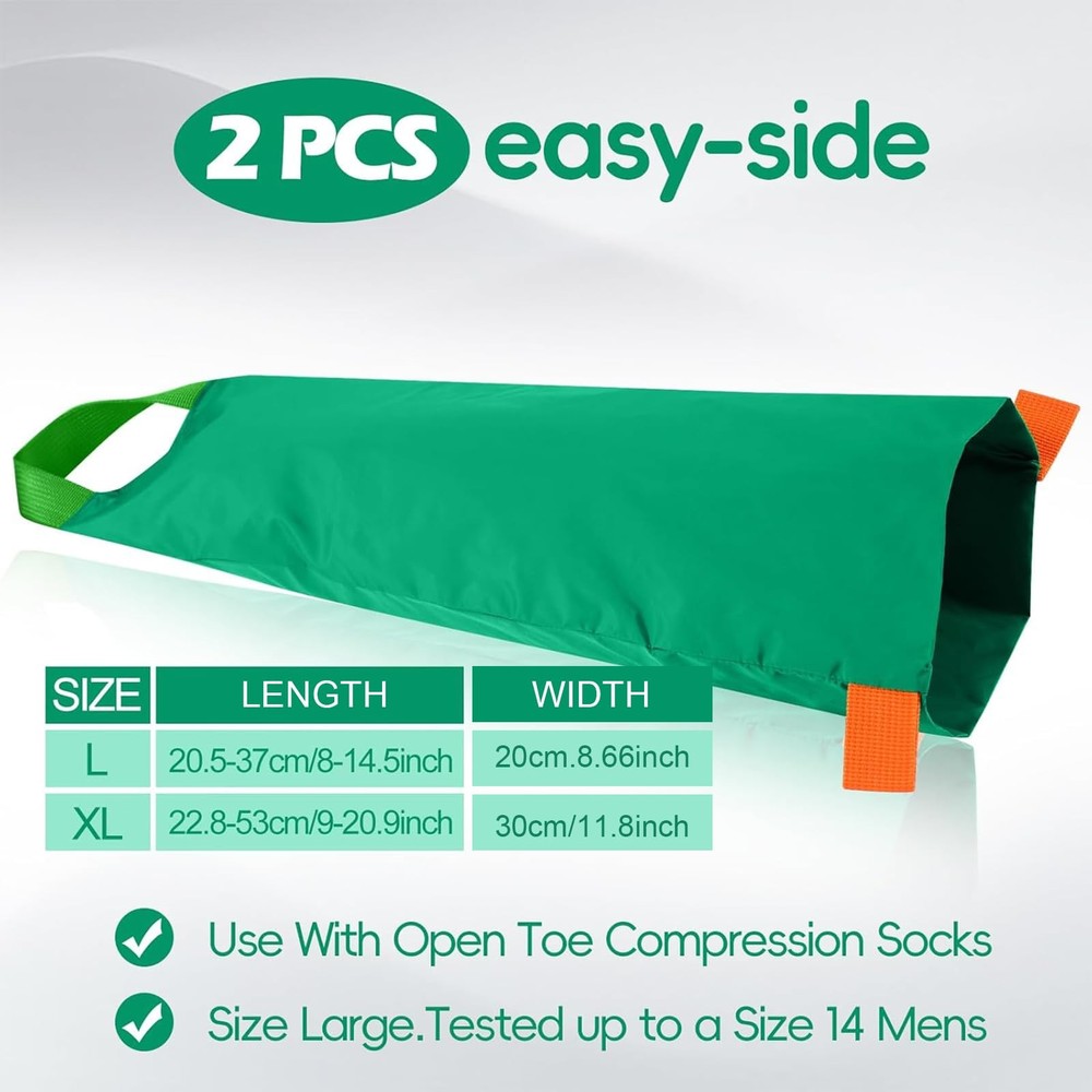 Threlaco 2 Pcs Easy Slide Compression Stocking Aid Sock Open Plus Size, Green