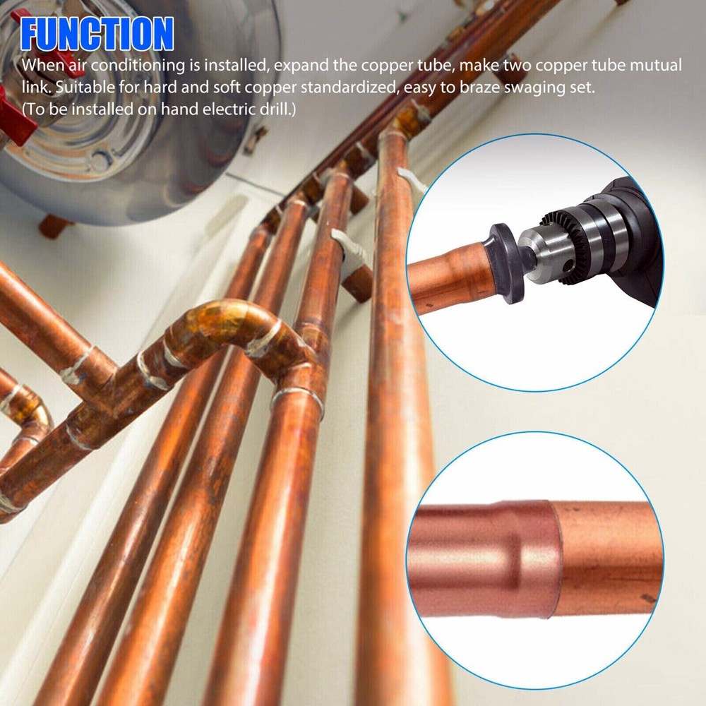 5Pcs Air Conditioner Copper Tube Expander Swaging Tool Drill Bits Flaring Set