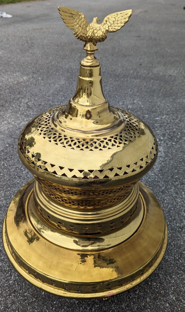 Middle Eastern Turkish Brass & Copper Incense Burner Brazier Warmer Eagle Top