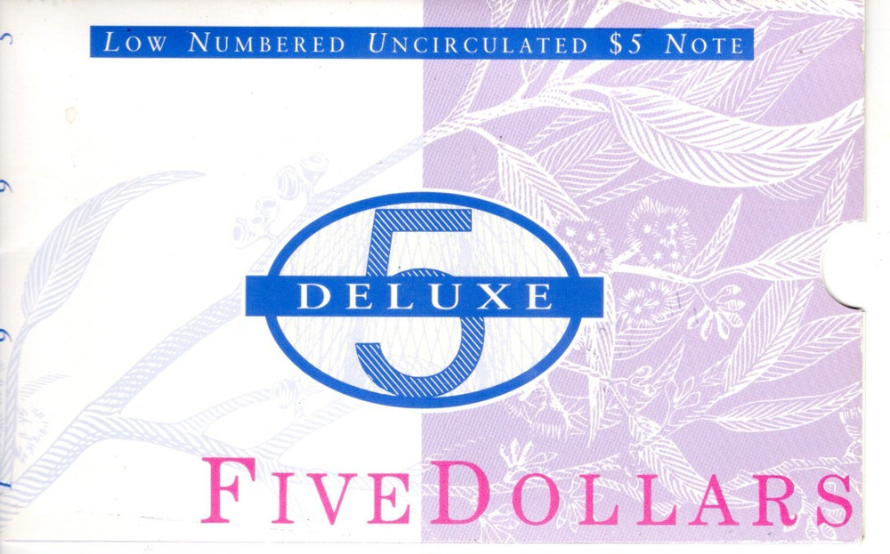 1995 Deluxe Annual Series Folder Low Numbered Uncirculated $5 Polymer Banknote