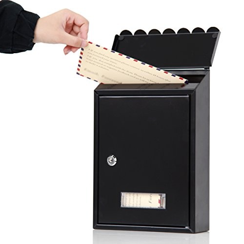 Mailboxes Wall Mount with Key Lock – Small Metal Mailboxes Horizontal, Black